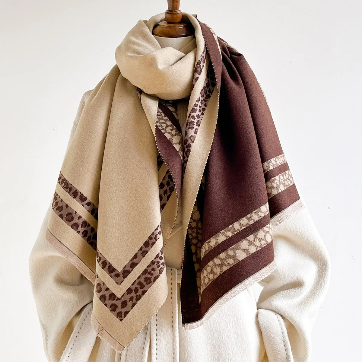 Cashmere Scarf - Winter Reversible Warm Large Shawl Wrap