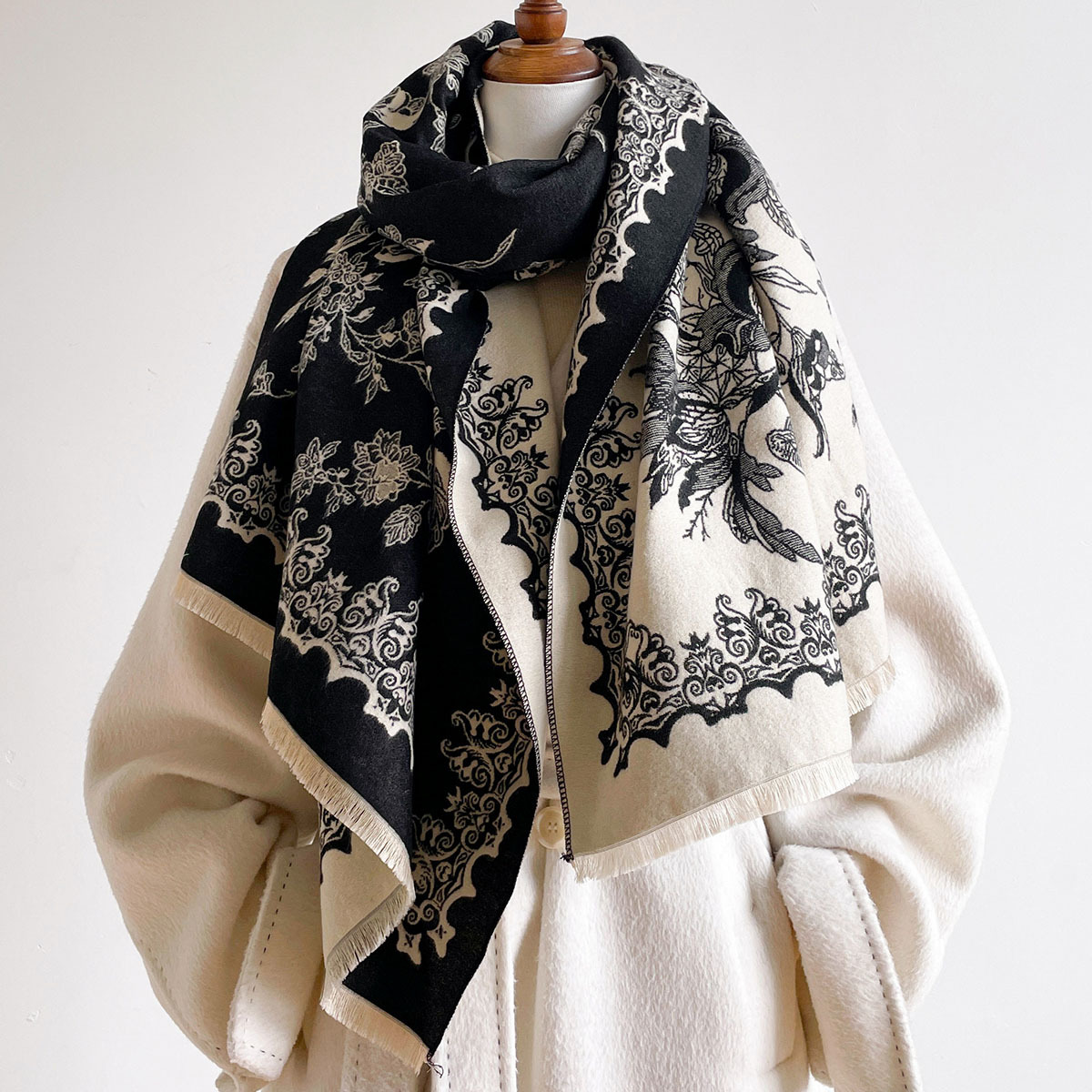 Cashmere Scarf - Women Imitation Cashmere Scarf Fringed Thick