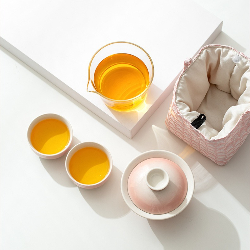 Gradient Ash Glaze Ceramic Tea - Travel Luggage Set ulasan dan harga