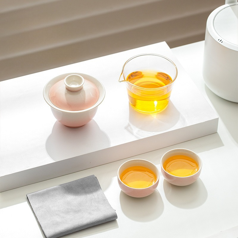 Gradient Ash Glaze Ceramic Tea - Travel Luggage Set ulasan dan harga