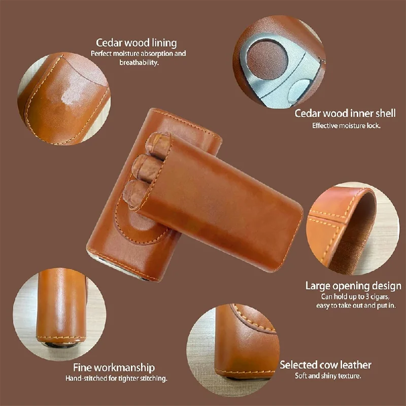 3-Finger Leather Case with Cig - Premium Cigar Case ulasan dan harga