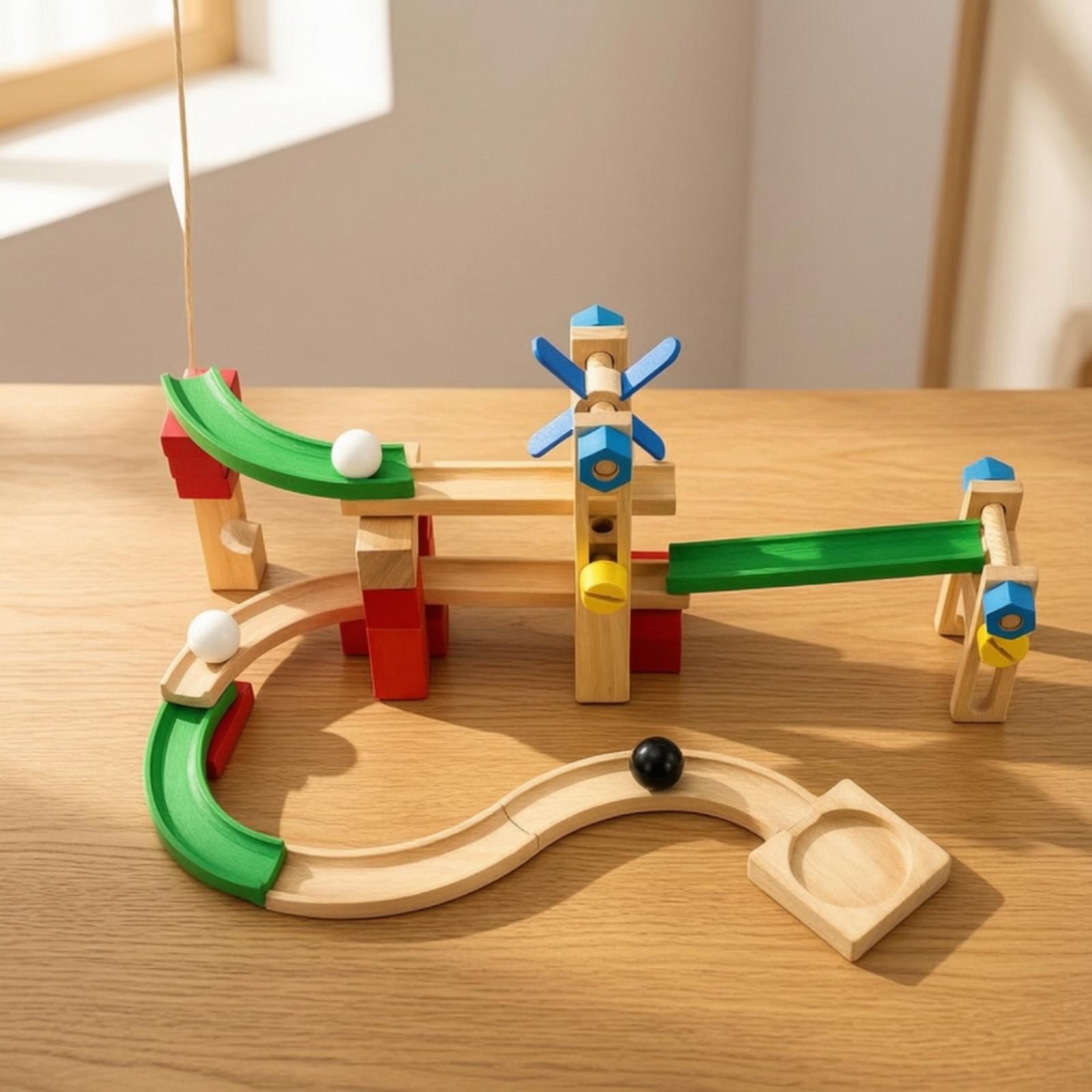 Wooden Marble Run Track for Ki - Marble Coaster Set ulasan dan harga