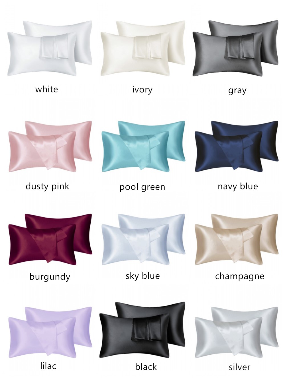 2pcs/lot Solid Silky Satin Ski - Silk Pillowcase ulasan dan harga