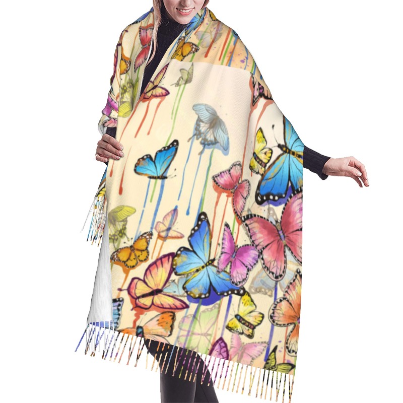 Retro Butterfly Winter Cashmer - Cashmere Scarf ulasan dan harga